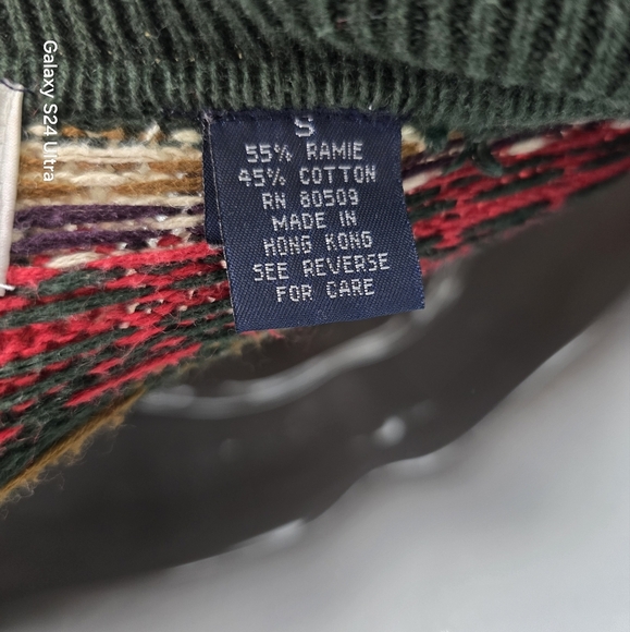 Vintage The Heartland Company Ltd. Men Small Fair Isle Knit Polo Sweater 90s Y2K - Picture 6 of 7